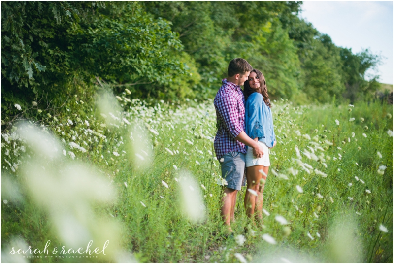Indianapolis, IN engagement photos in a field of flowers