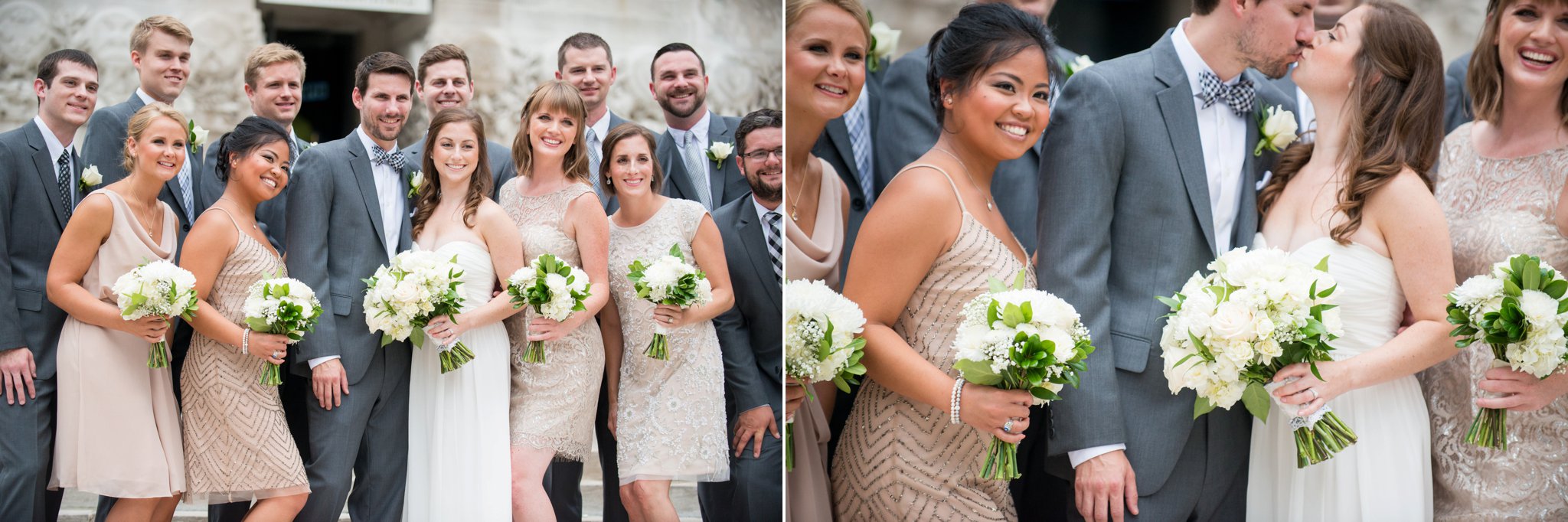 summer downtown Indianapolis wedding photography gold bridesmaids dresses