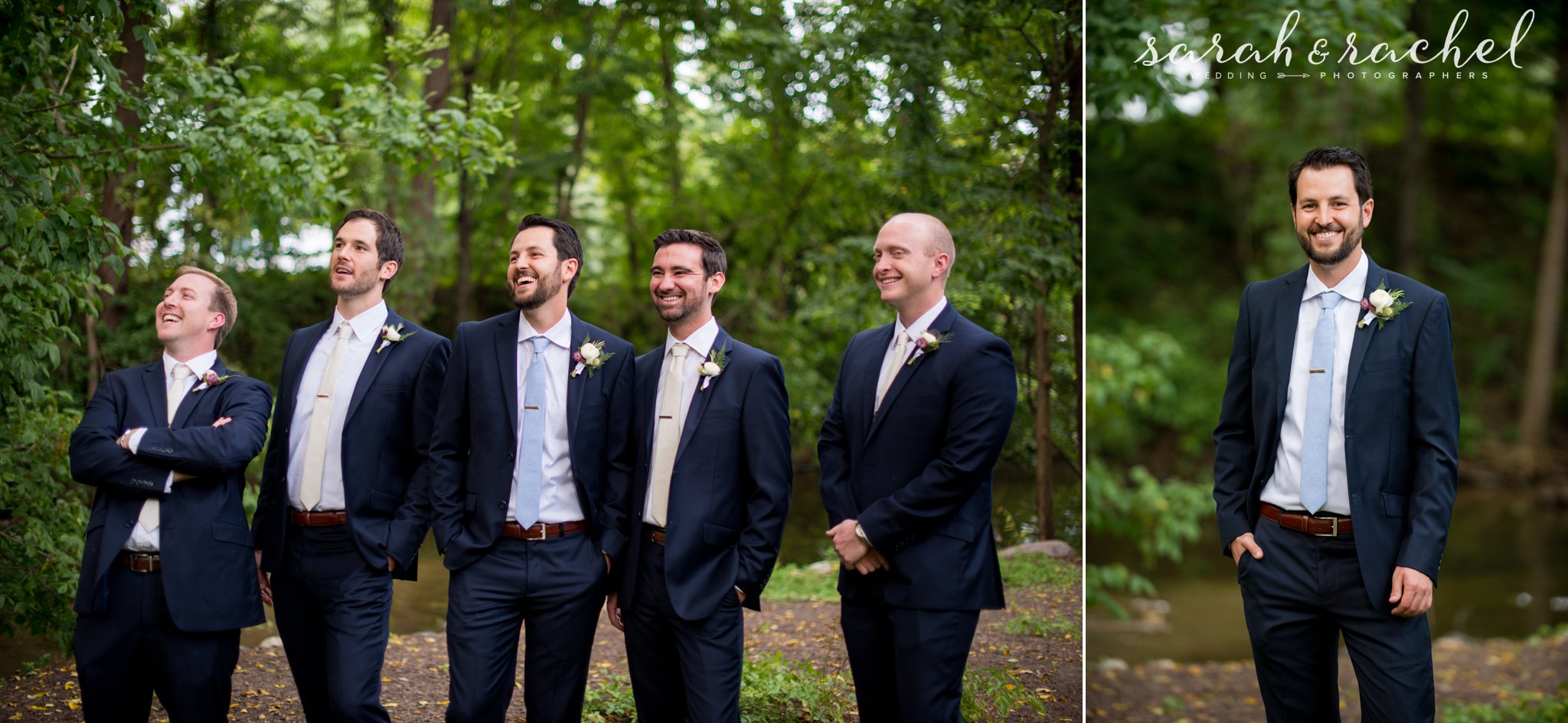 groomsmen in blue suits indianapolis backyard wedding