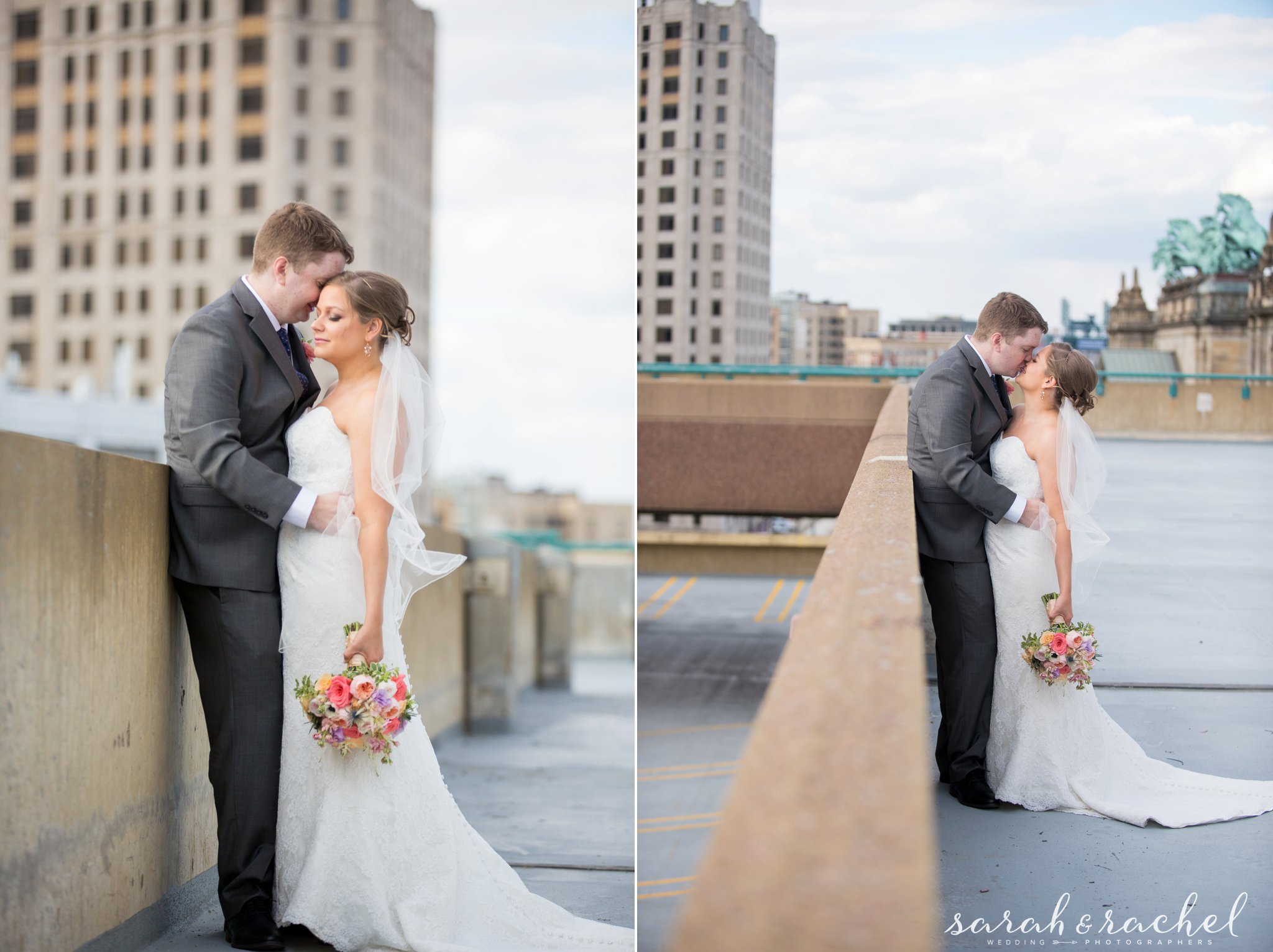 Detroit Skyline Wedding Photography | Rooftop Detroit | Dearborn Inn Wedding | Detroit Michigan | Sarah and Rachel Wedding Photographers