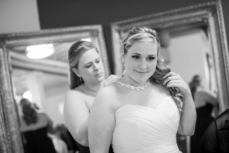 Bride getting ready| Diamond Necklace | Sarah and Rachel Wedding Photographers | Indianapolis Wedding Photographers