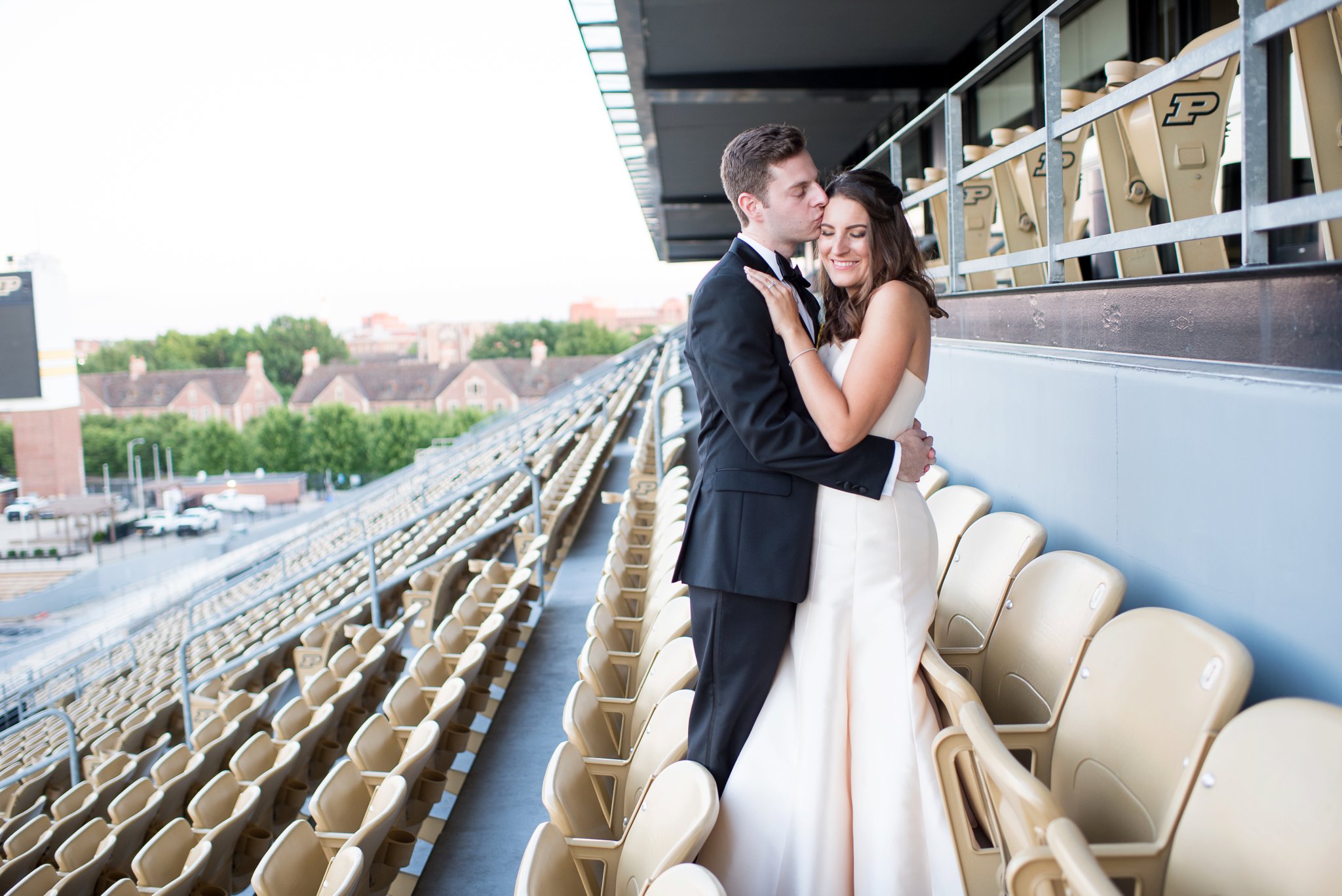 Purdue University Wedding | Ross-Ade Stadium | Gold wedding details | Slayter Hill Wedding | Sarah & Rachel Wedding Photographers