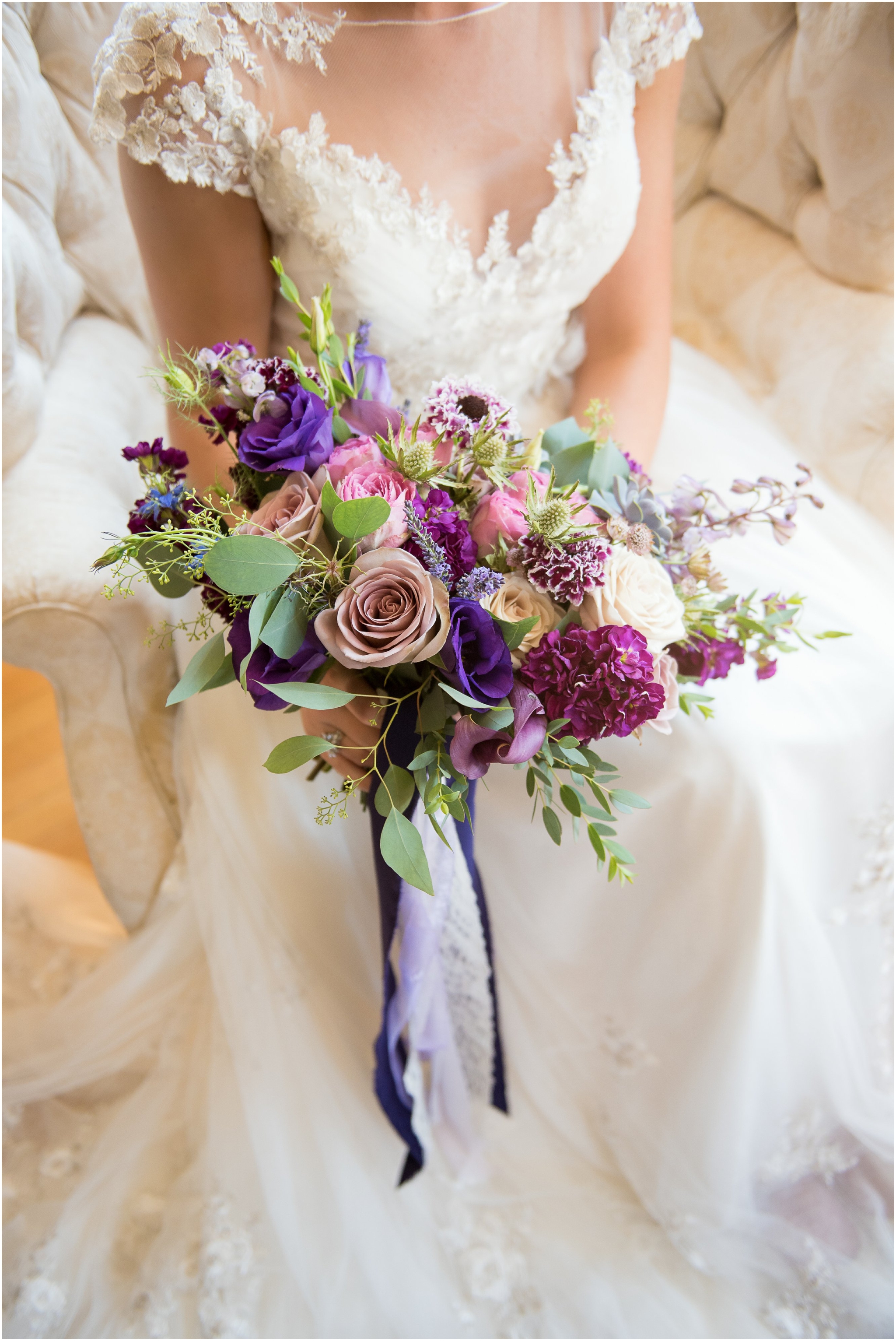 Mark and Alyssa | Laurel Hall Wedding | Indianapolis, IN | Purple wedding details | Woven Blooms Florist