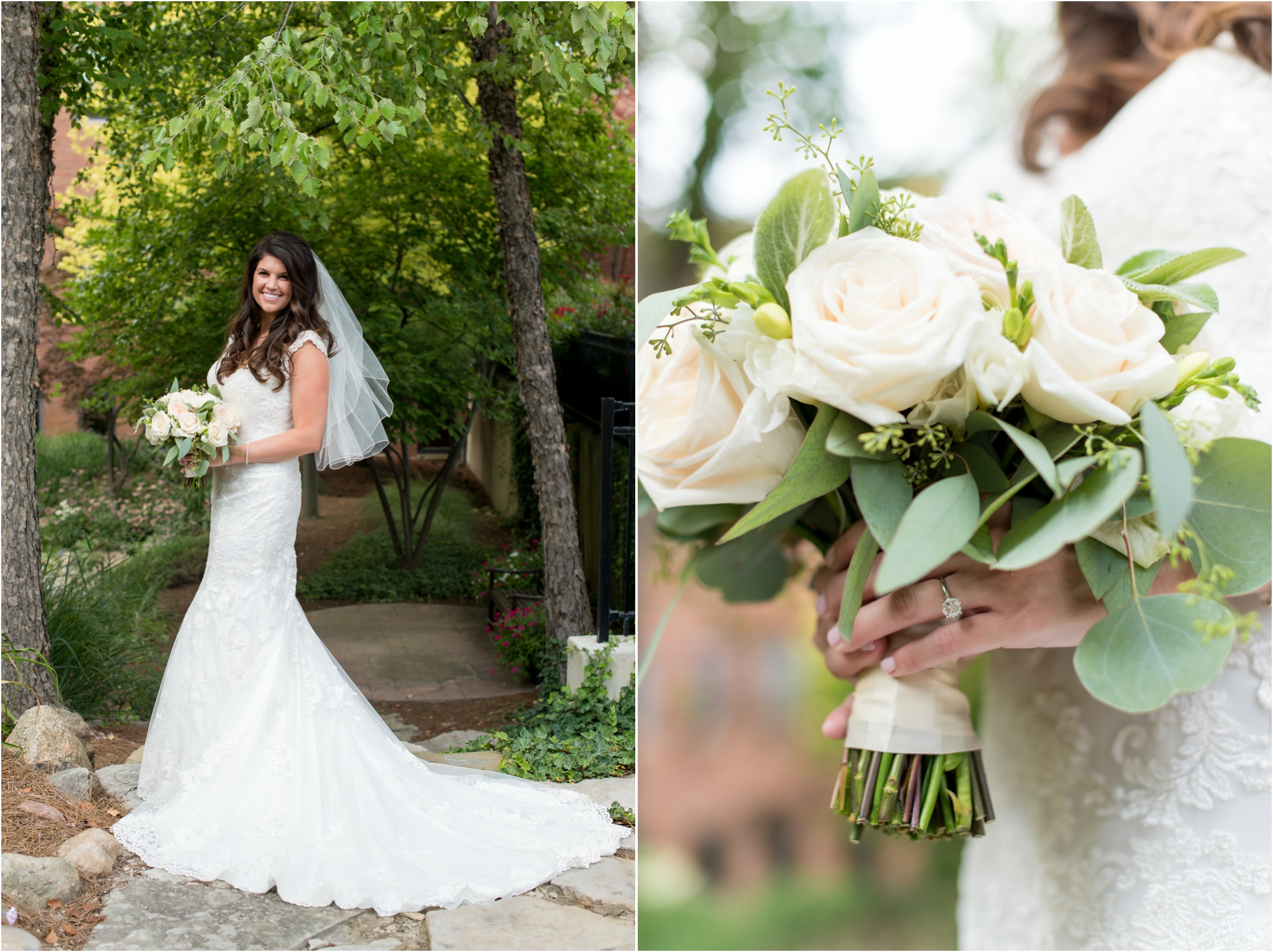 The Inn at St. Johns | Sarah & Rachel Wedding Photographers | plymouth, Mi wedding | white rose bouquet 