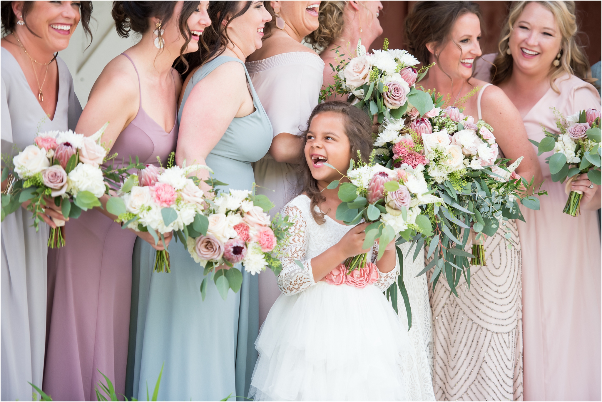 Lindley Farmstead at Chatham Hills | Sarah and Rachel Wedding Photographers | Westfield, Indiana wedding | adorable flower girl dress