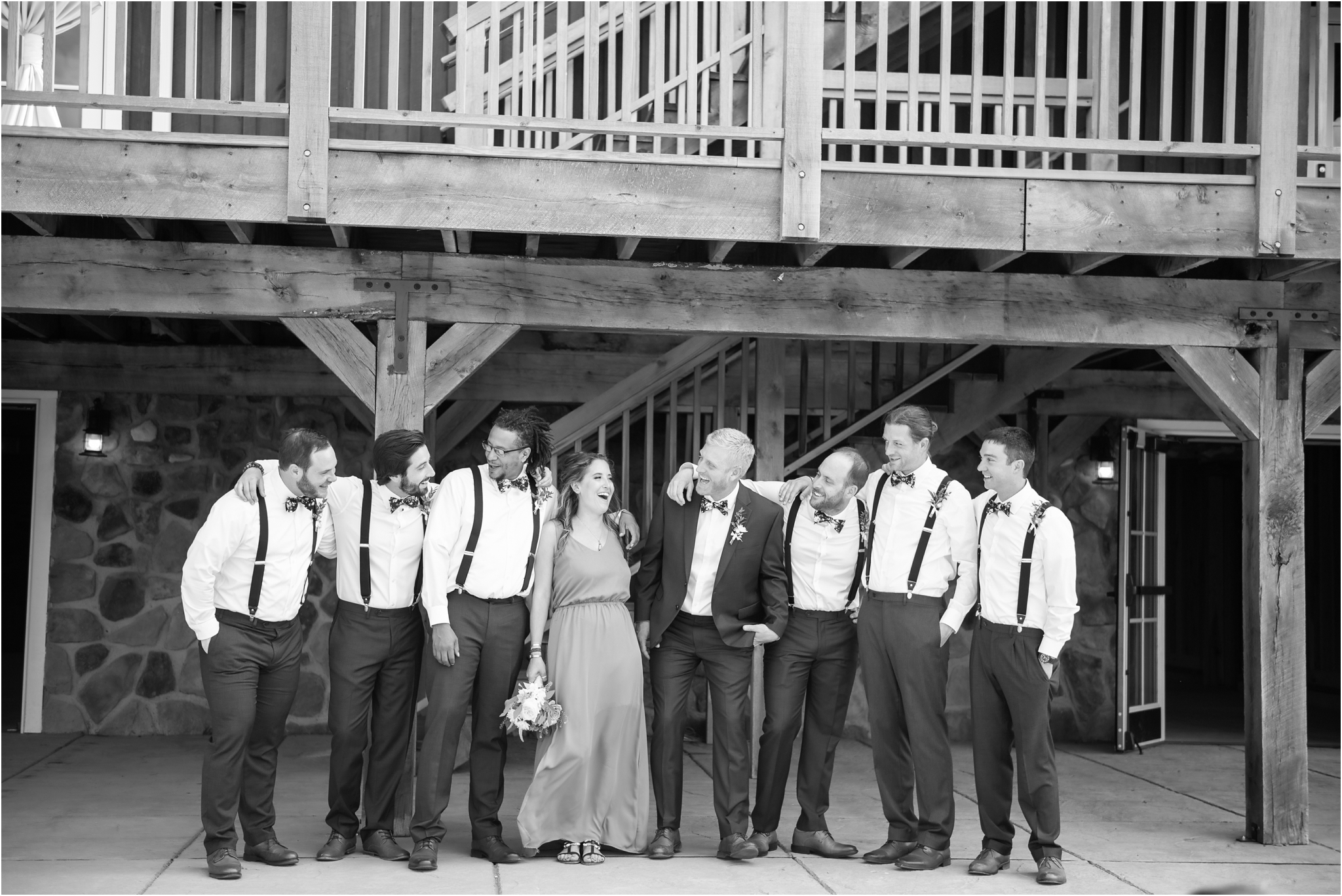 Lindley Farmstead at Chatham Hills | Sarah and Rachel Wedding Photographers | Westfield, Indiana wedding | groomsmen in black and white