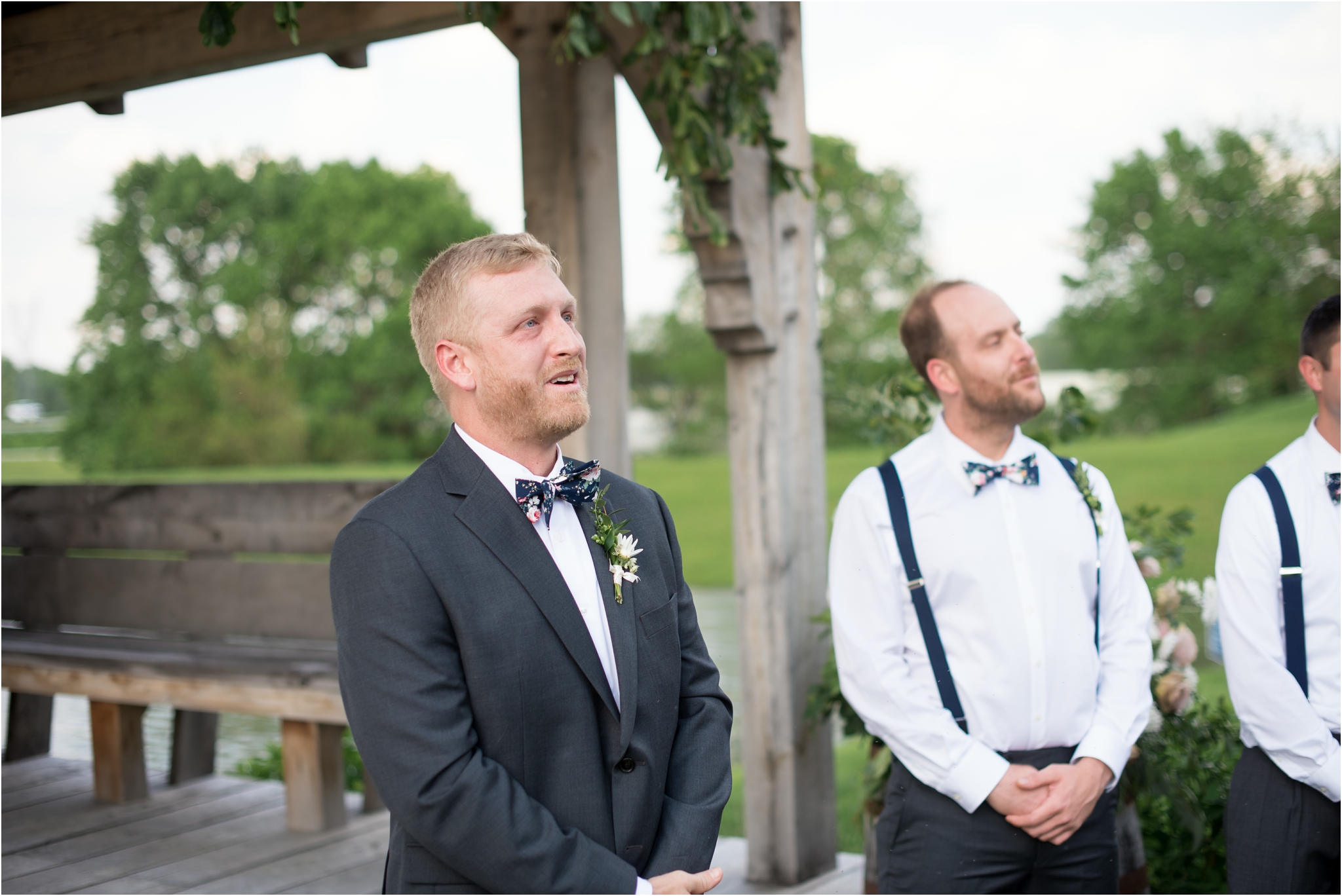 Lindley Farmstead at Chatham Hills | Sarah and Rachel Wedding Photographers | Westfield, Indiana wedding | crying groom