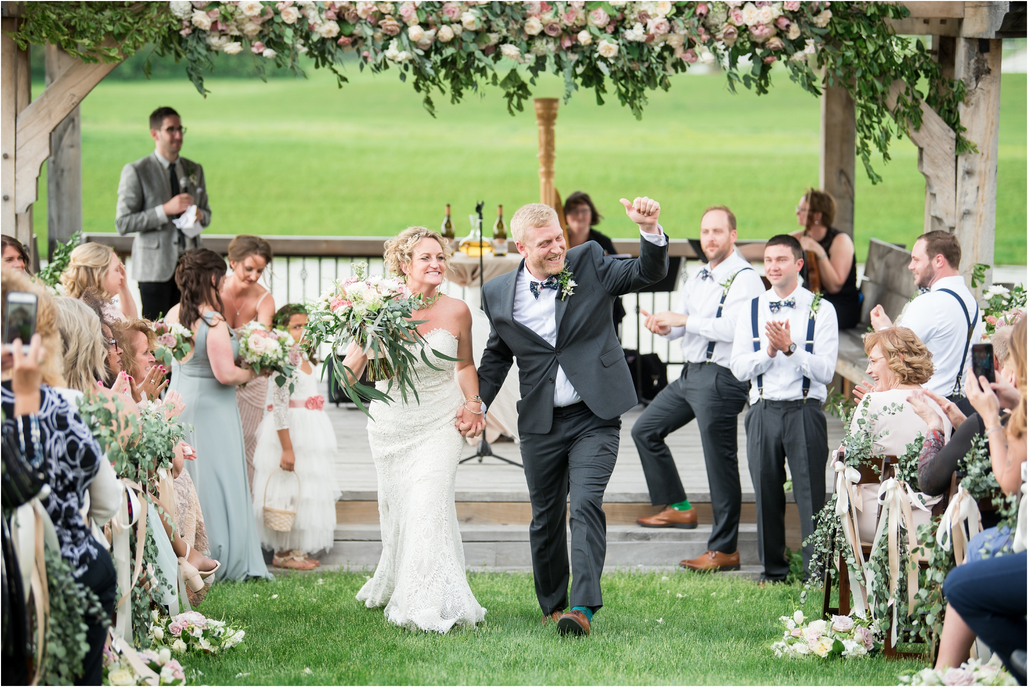 Lindley Farmstead at Chatham Hills | Sarah and Rachel Wedding Photographers | Westfield, Indiana wedding | recessional celebration exit