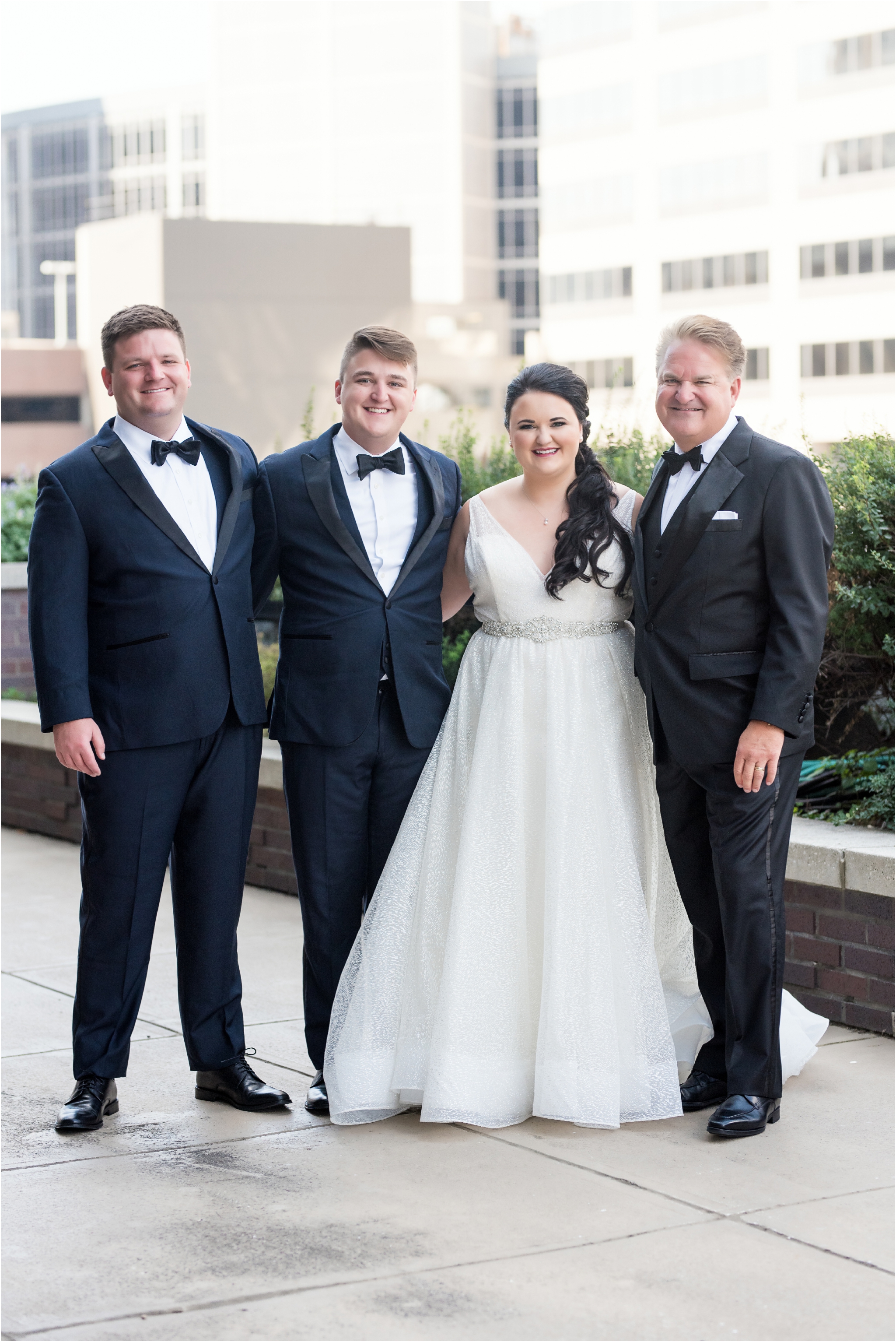 Regions Tower Wedding | Sarah and Rachel Wedding Photographers | Indianapolis, IN | First Look with Dad and Brothers