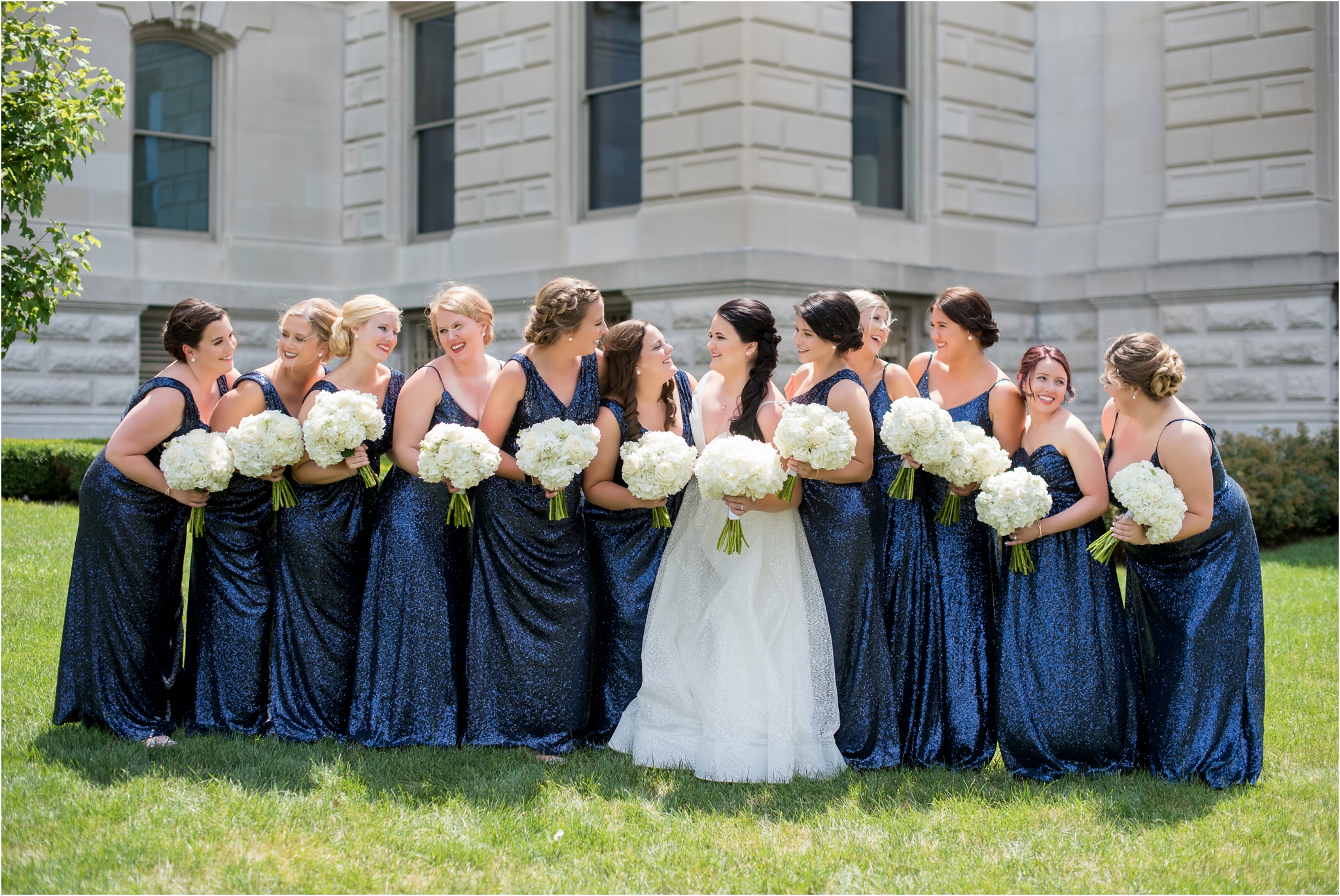 Regions Tower Wedding | Sarah and Rachel Wedding Photographers | Indianapolis, IN | Sequin Gown