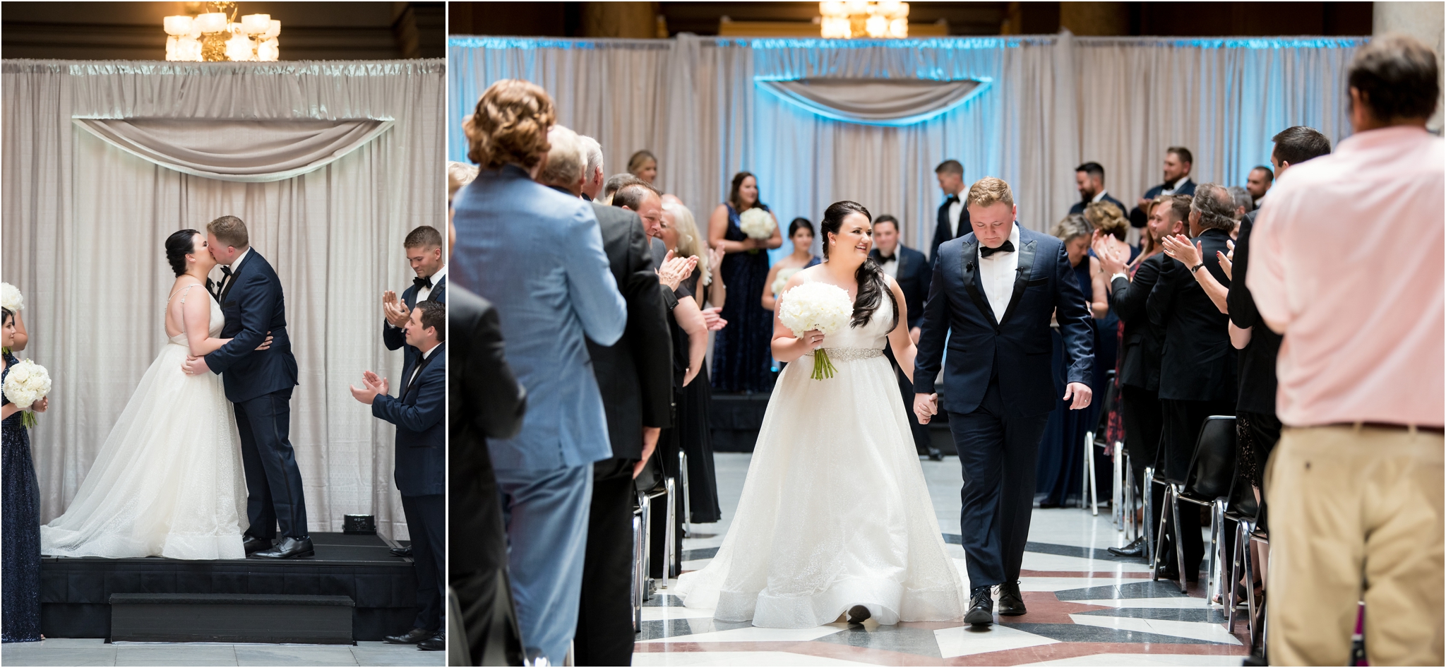 Indiana State House Ceremony | Sarah and Rachel Wedding Photographers | Indianapolis, IN | Recessional Husband and Wife