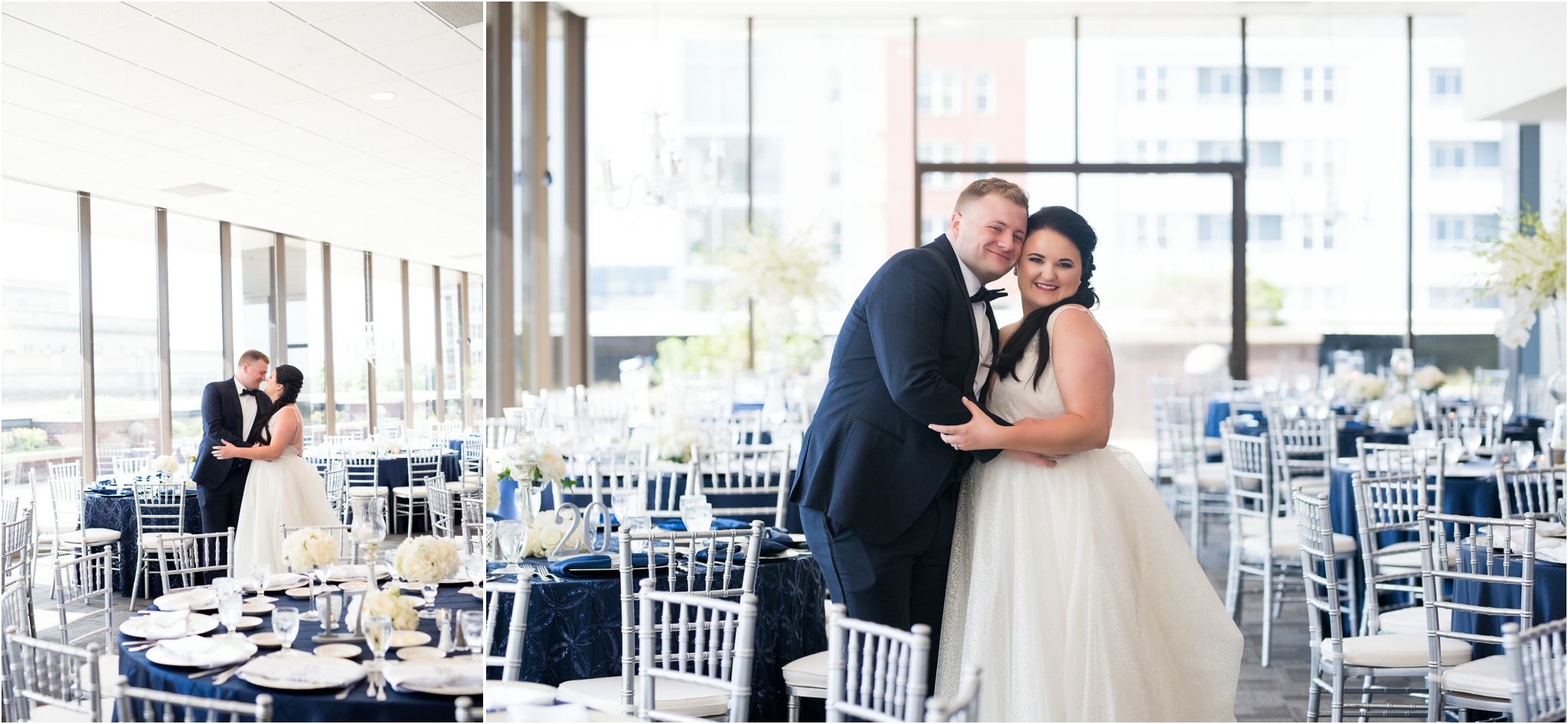 Regions Tower | Sarah and Rachel Wedding Photographers | Indianapolis, IN | Reception First Look