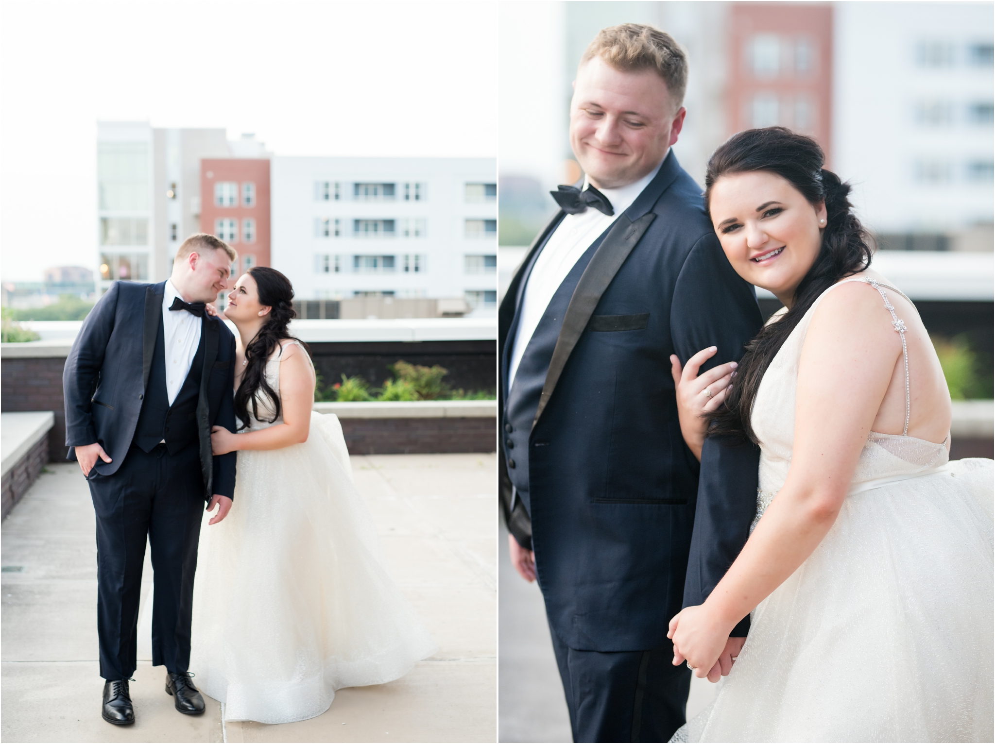 Regions Tower | Sarah and Rachel Wedding Photographers | Indianapolis, IN | Rooftop Sunset Photos
