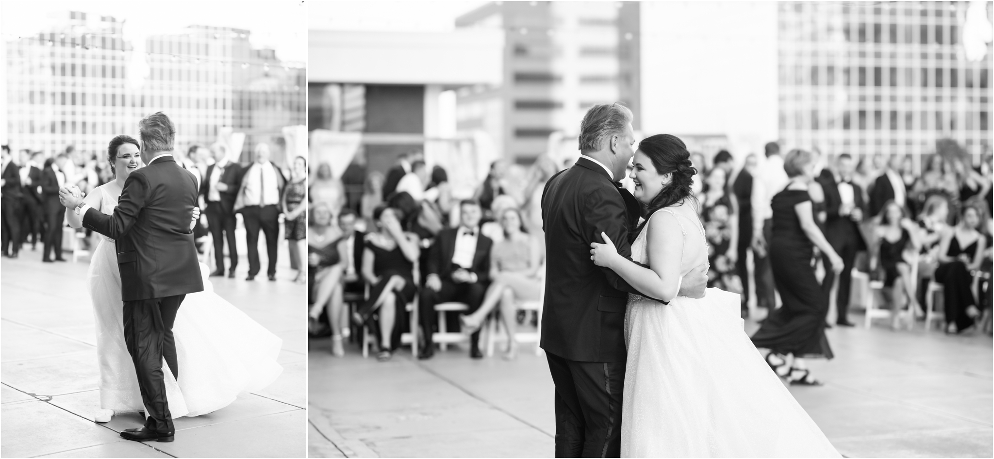 Regions Tower | Sarah and Rachel Wedding Photographers | Indianapolis, IN | Father Daughter Rooftop Dance