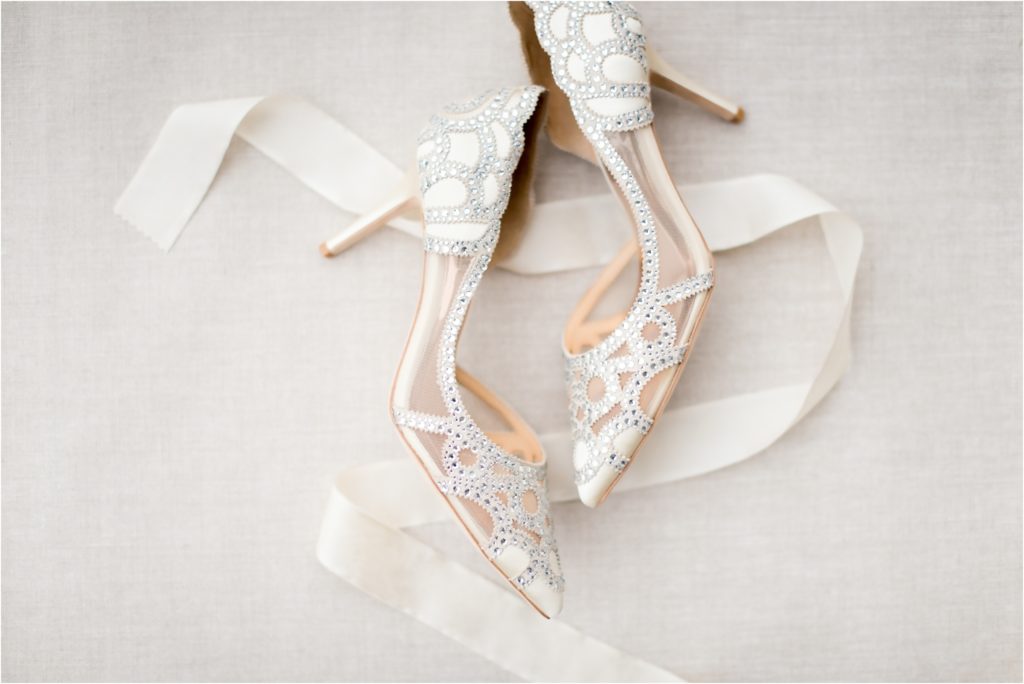 sparkly badgley mischka wedding day shoes