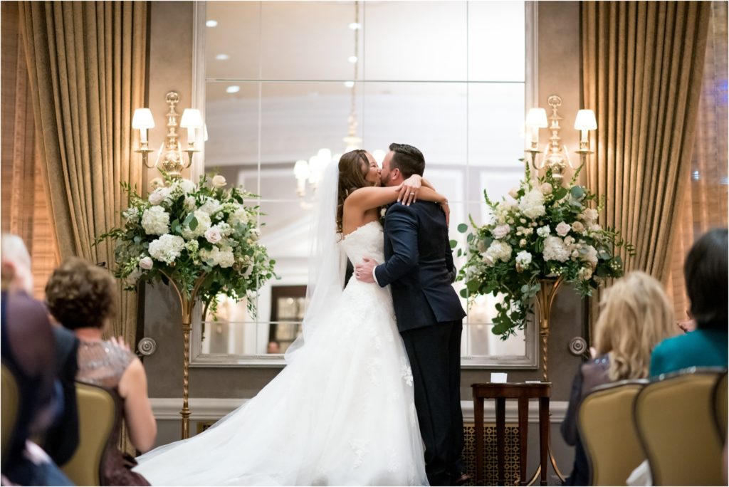 First Kiss as Husband and Wife at The Detroit Athletic Club