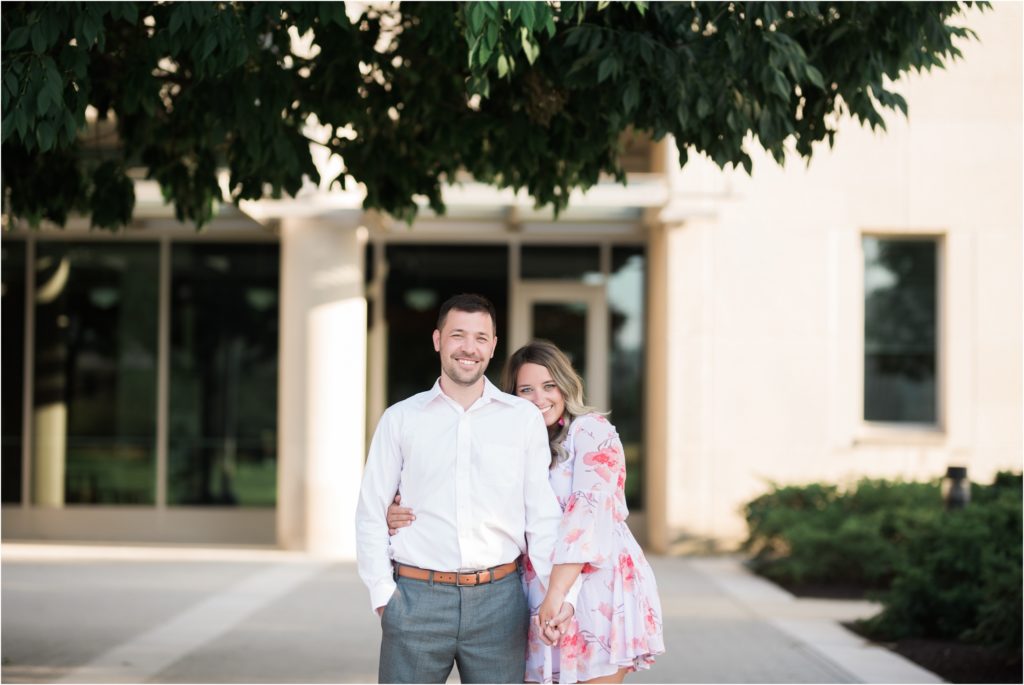 Couple at IU law school for their engagement session