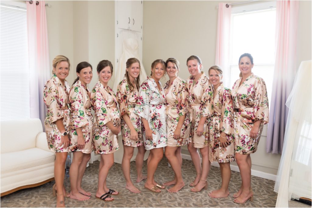 entire bridal party during getting ready