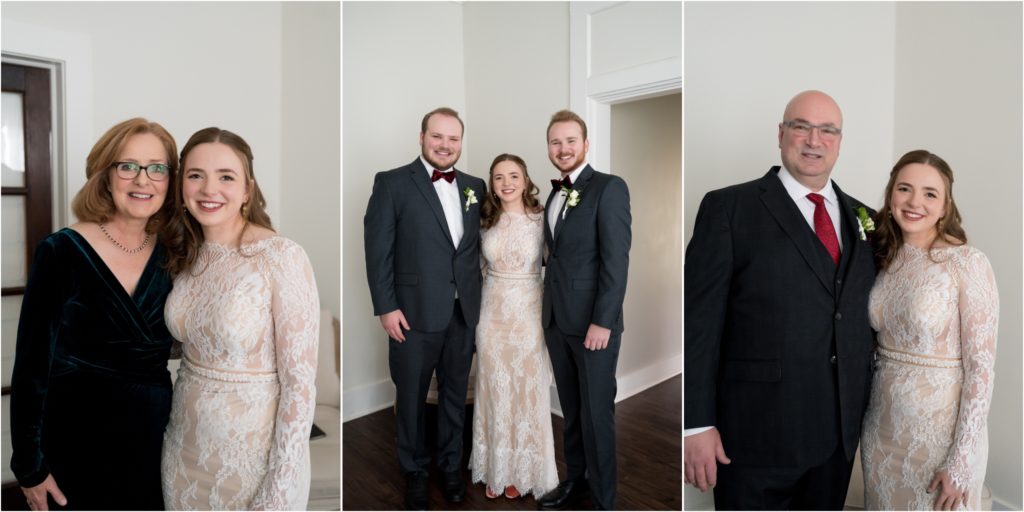 portraits with family after getting ready in the bridal suite