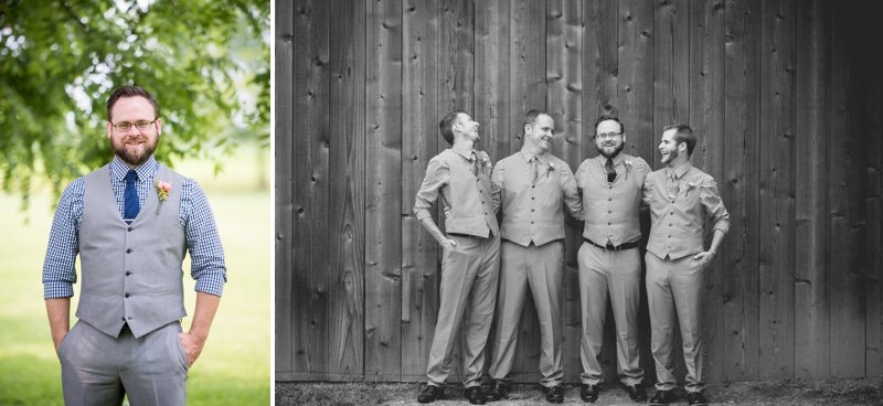 groomsmen wear blue at a wedding at the barn at kennedy farm