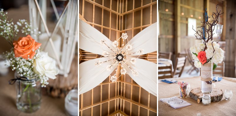 the barn at kennedy farm wedding | rustic centerpieces