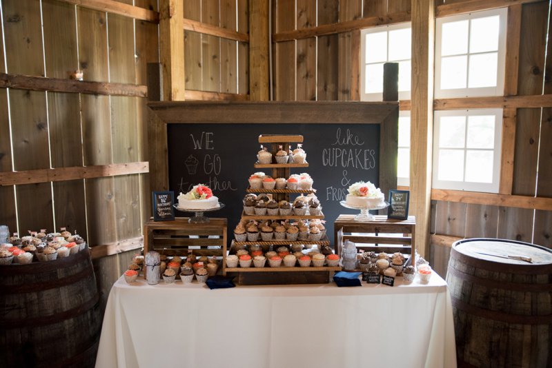 the barn at kennedy farm wedding | saving grace cupcakes