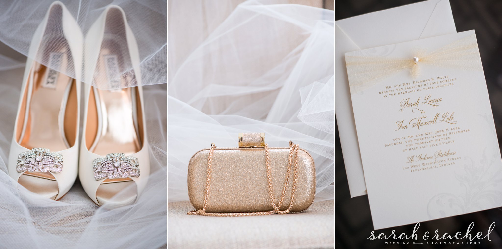 Omni Severin Wedding | getting ready | Badgley Mischka shoes | Gold wedding details