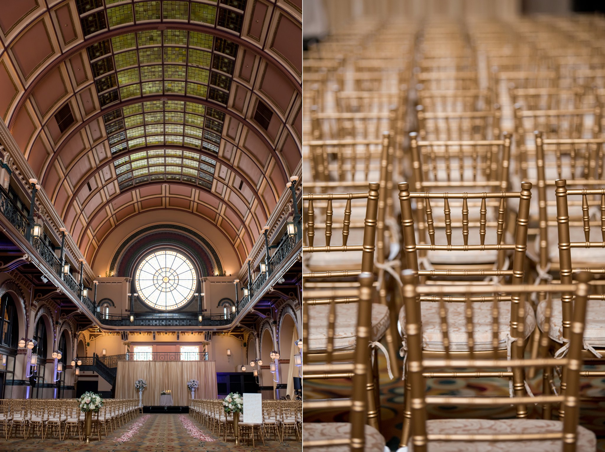 Union Station Wedding | Indianapolis, IN | gold chivari chairs