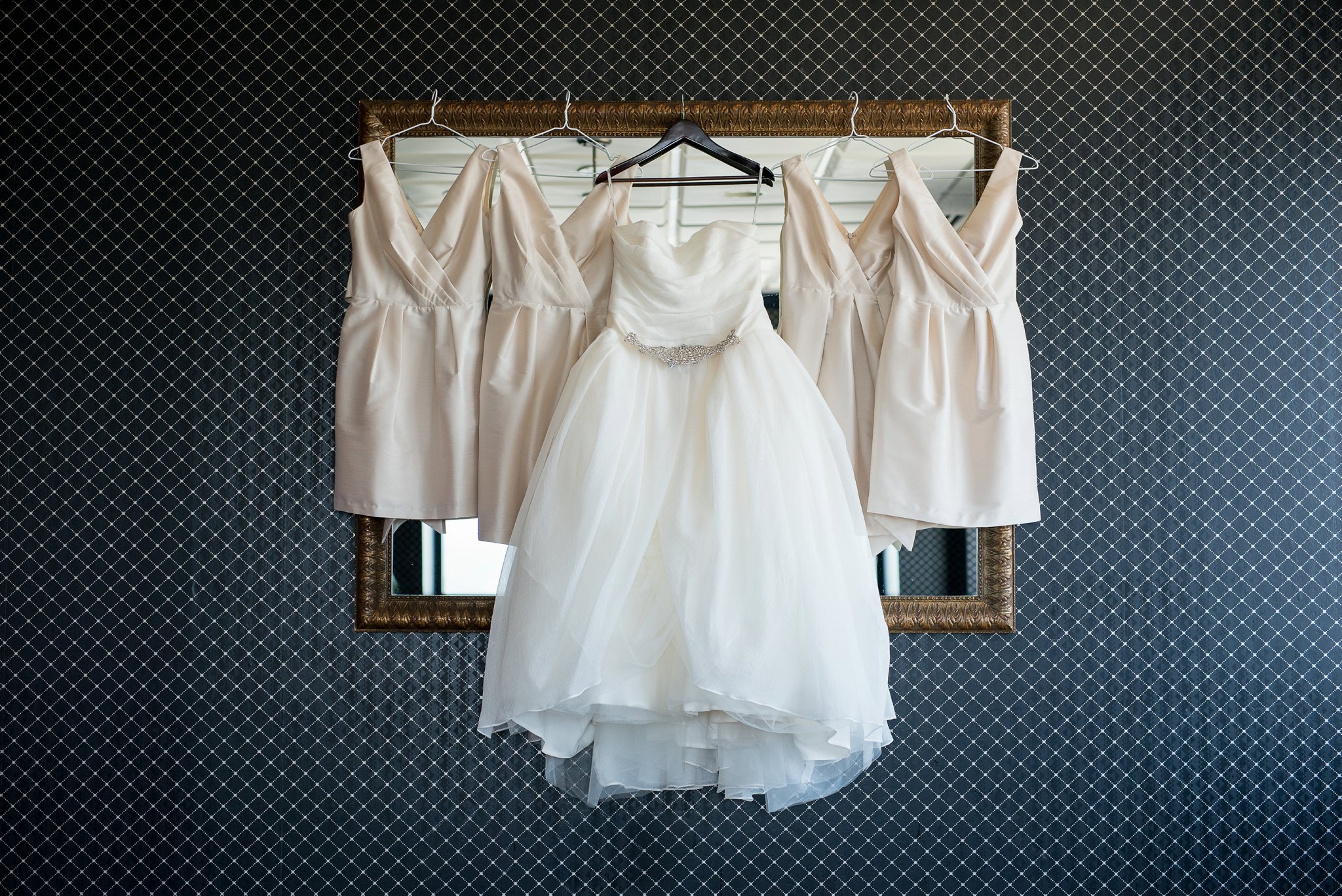 Skyline Club Wedding | gold wedding invitation | white roses |Vera Wang gown