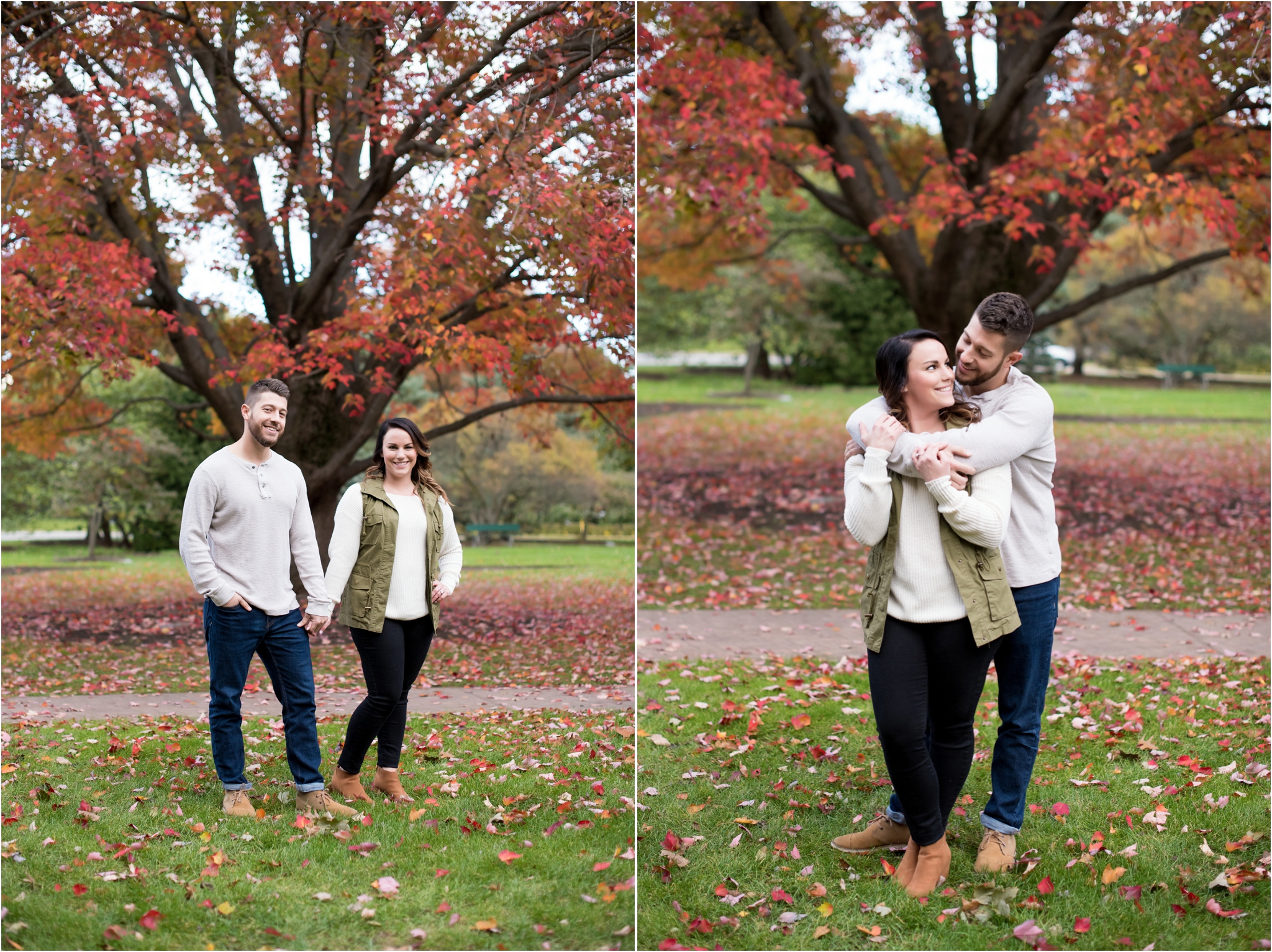 Fort Wayne IN Engagement Session | Sarah and Rachel Wedding Photographers | Foster Park | Beautiful Fall Foliage