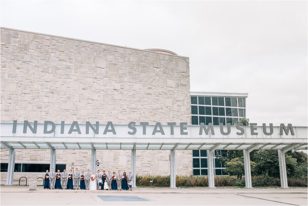 Downtown Photo of the bridal party at the Indiana State Museum