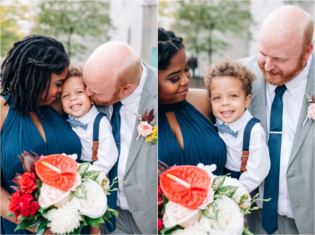 the cutest ring bearer with his parents