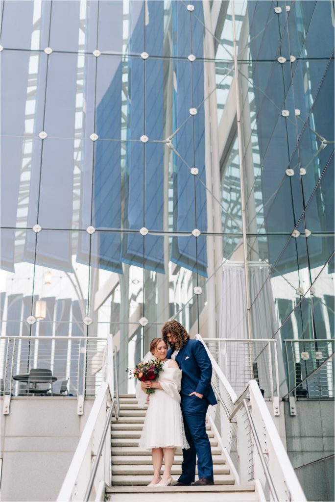 Modern wedding day portraits at the Indianapolis Central Library