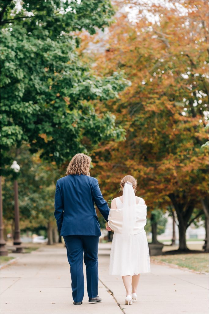Fall Foliage Bride and Groom Portraits downtown Indianapolis