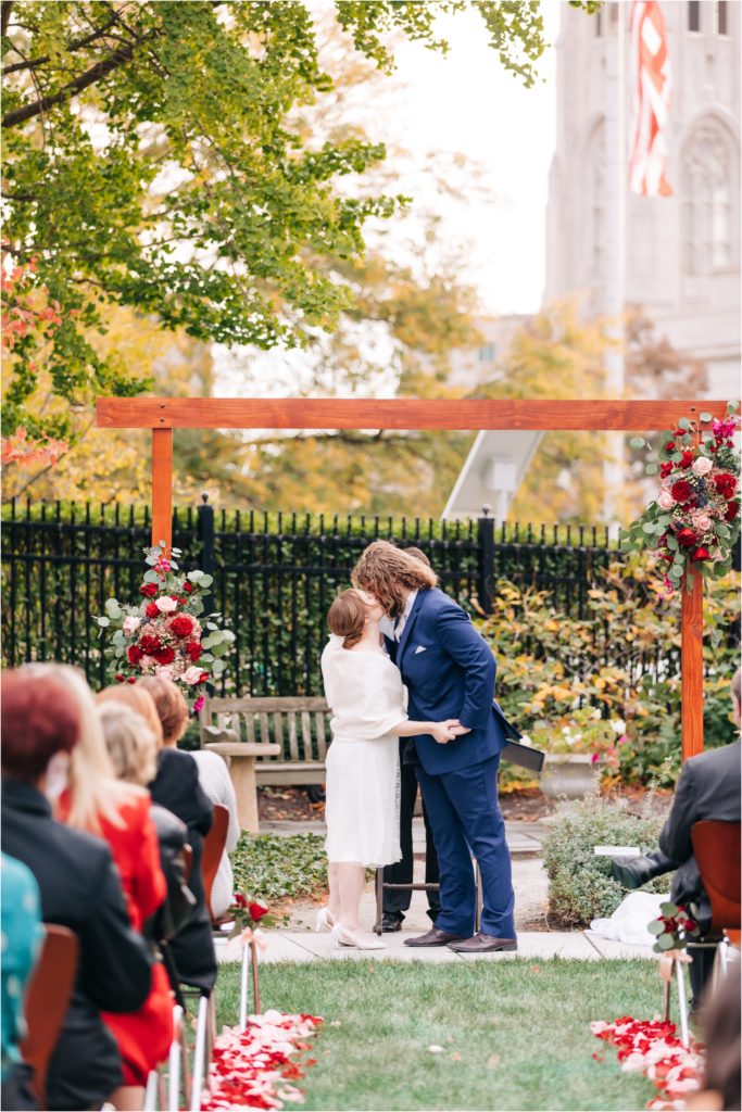 First kiss as husband and wife in the East Garden and the Central Library