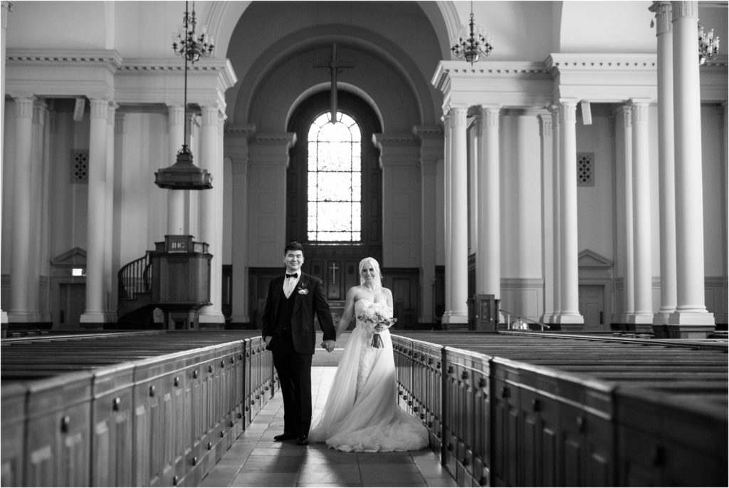 first presbyterian church bride and groom photos downtown fort wayne