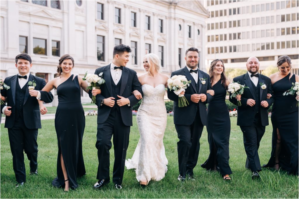 black and white bridal party 