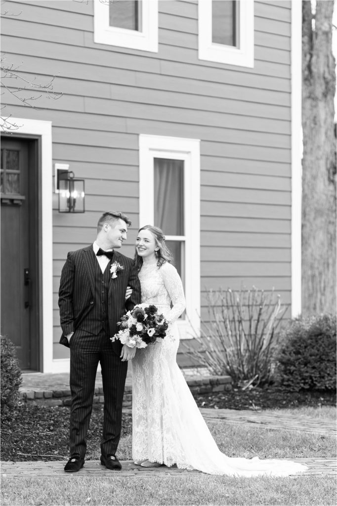 black and white winter wedding photographs