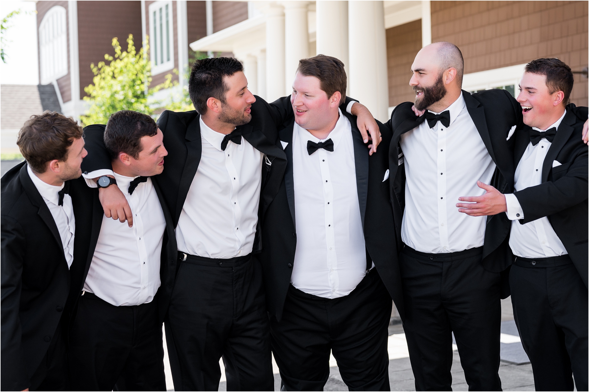 groom and groomsmen before the reception at chatham hills