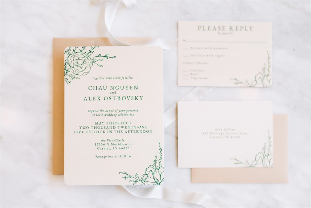 spring wedding invitations from minted green and white