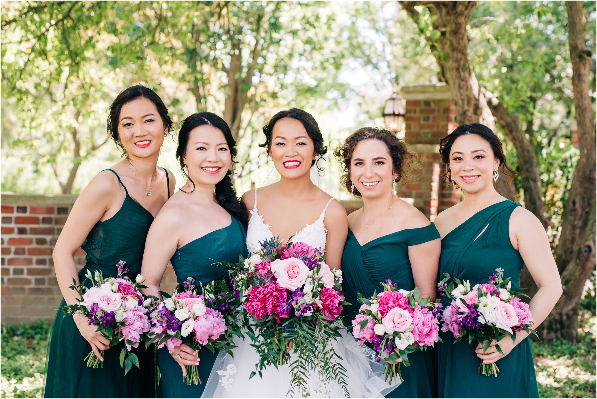 stunning spring florals with bride and bridesmaids