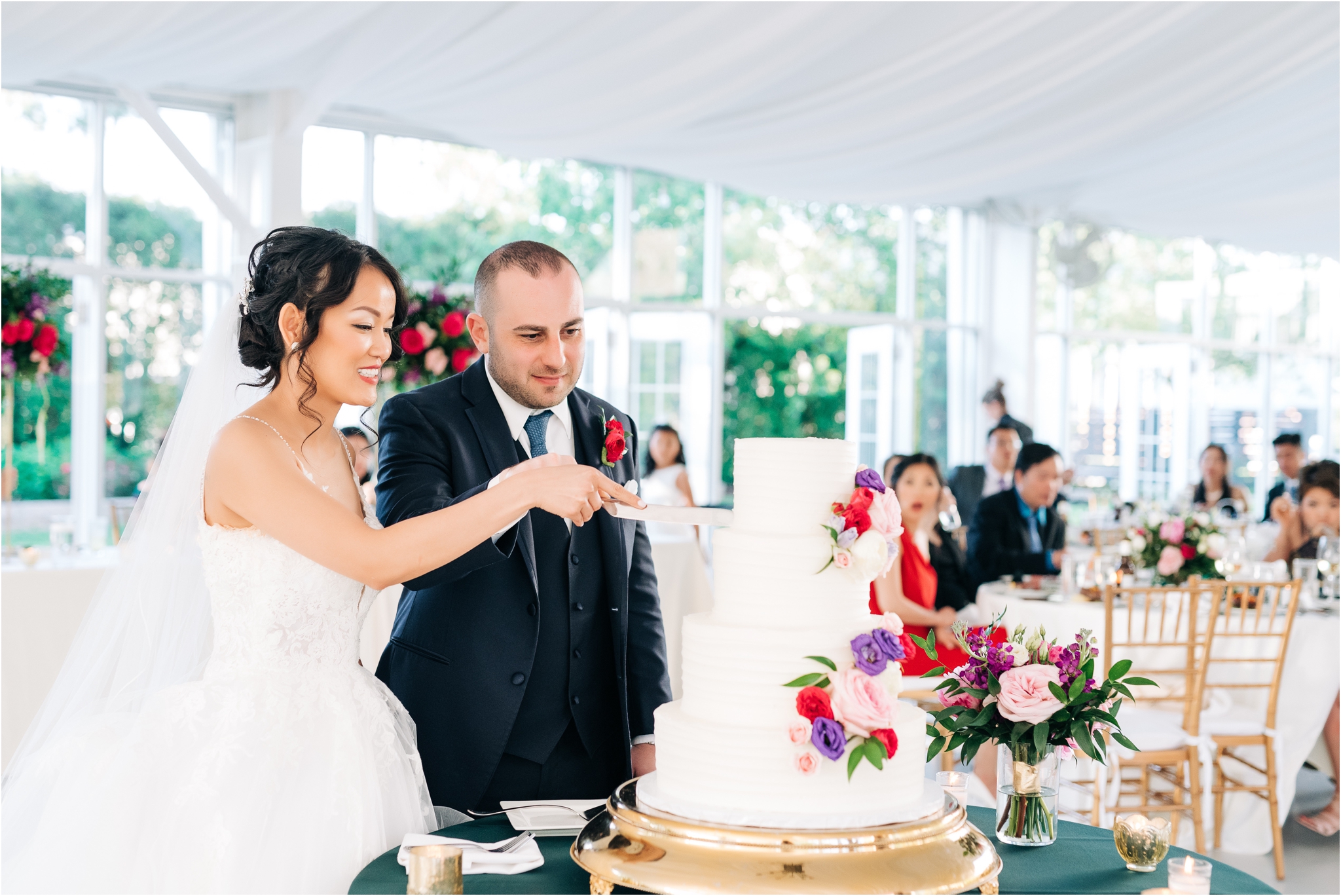 cake cutting in the glass house