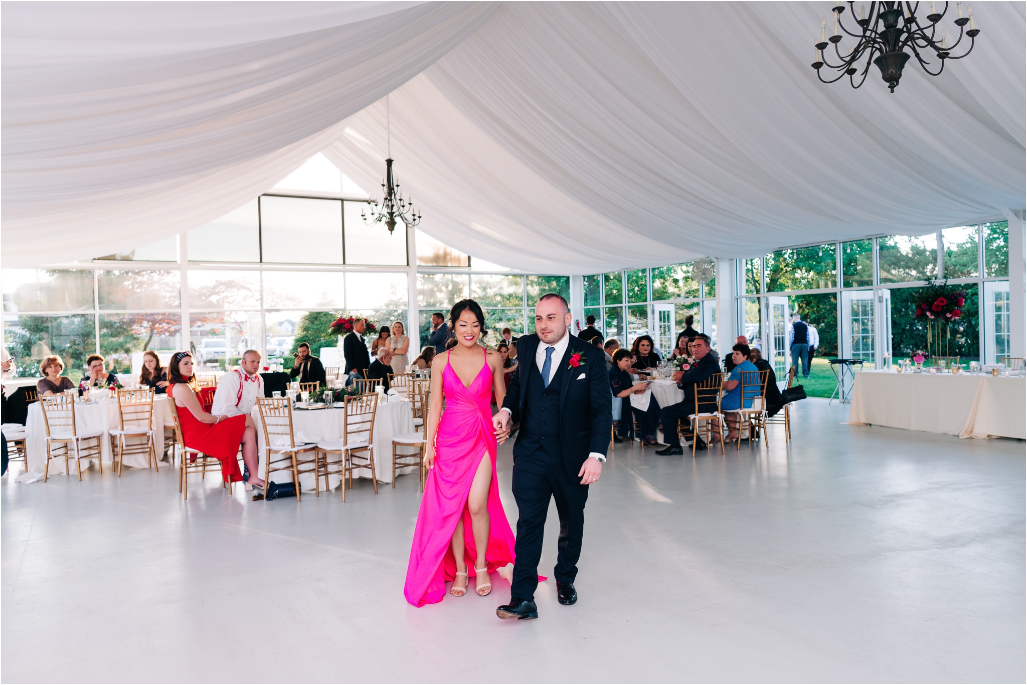 pink wedding reception gown