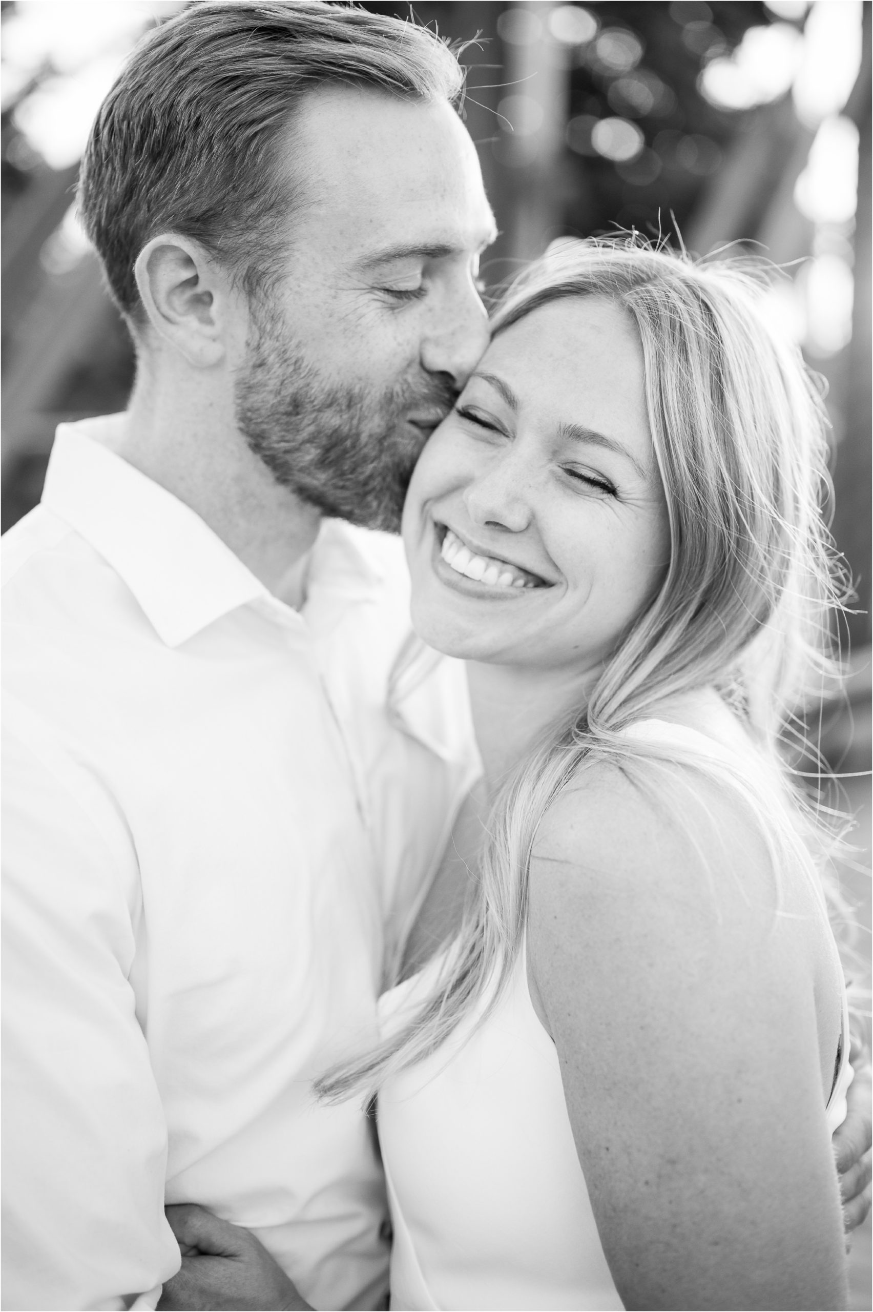 cute black and white photo engagement session