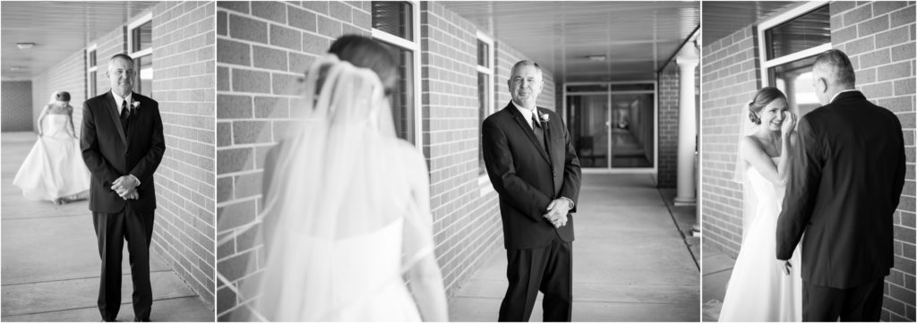 Father seeing his daughter for the first time on her wedding day