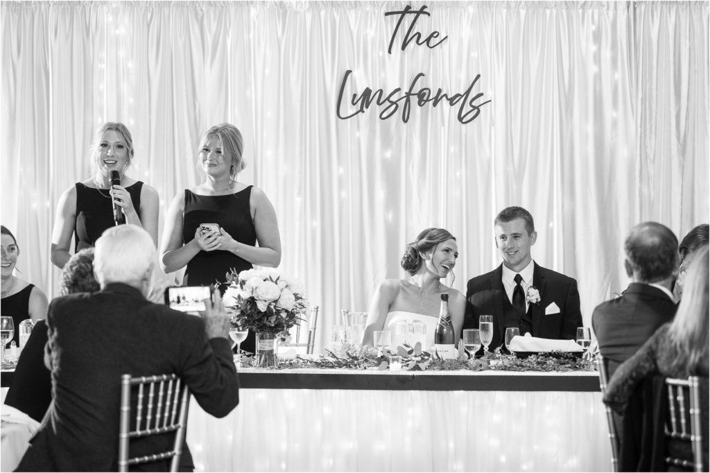 Brides cousins make a heart felt toast to the newlyweds