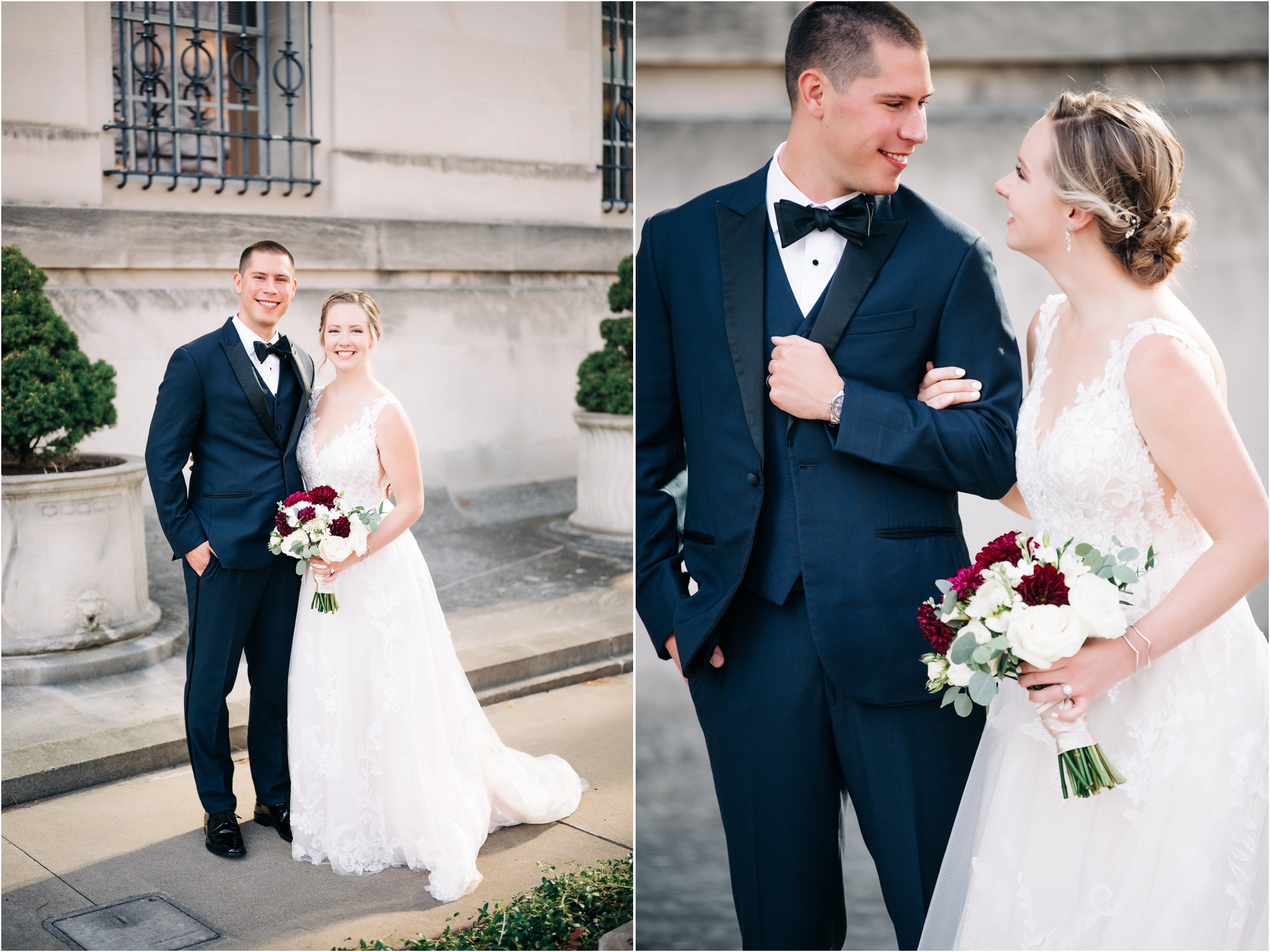 Bride and Groom Photos in the Gardens at the Indianapolis Central Library