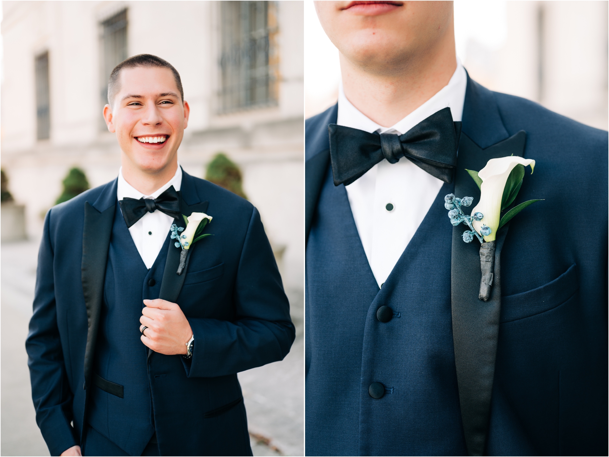 Groom Photos in the Gardens at the Indianapolis Central Library